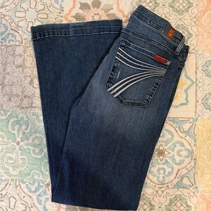 7 For All Mankind Blue Flare Wide Leg Jeans